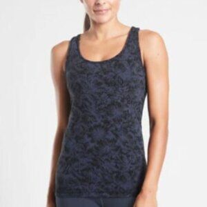 Athleta Tank Top Floral Navy and Black size small